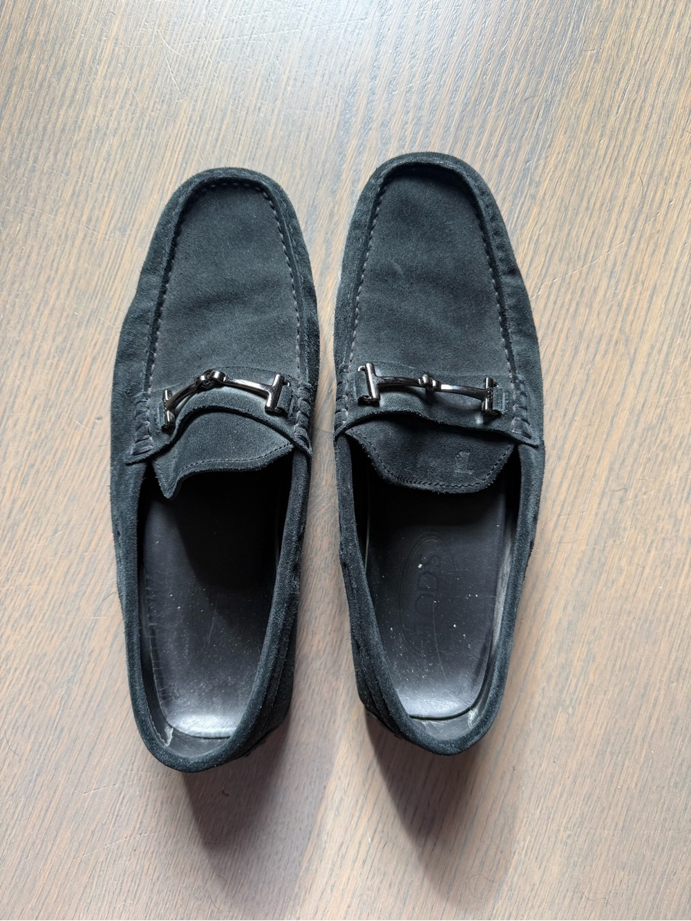 Tod’s Men's Navy Suede Slip-On Loafers with Metal Bit - Mens 7.5